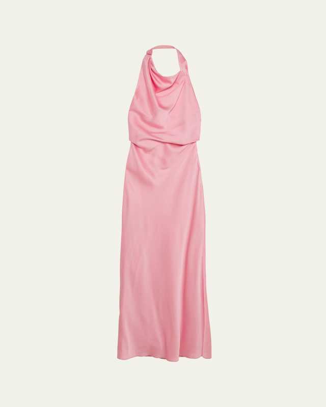 Reannon Draped Satin Halter Gown